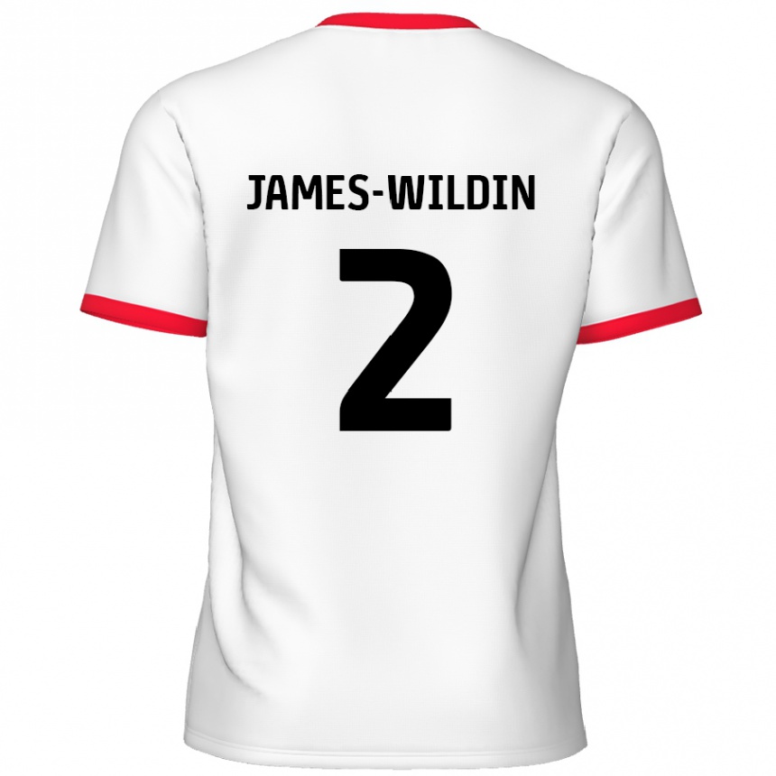 Kids Football Luther James-Wildin #2 White Red Home Jersey 2024/25 T-Shirt Uk