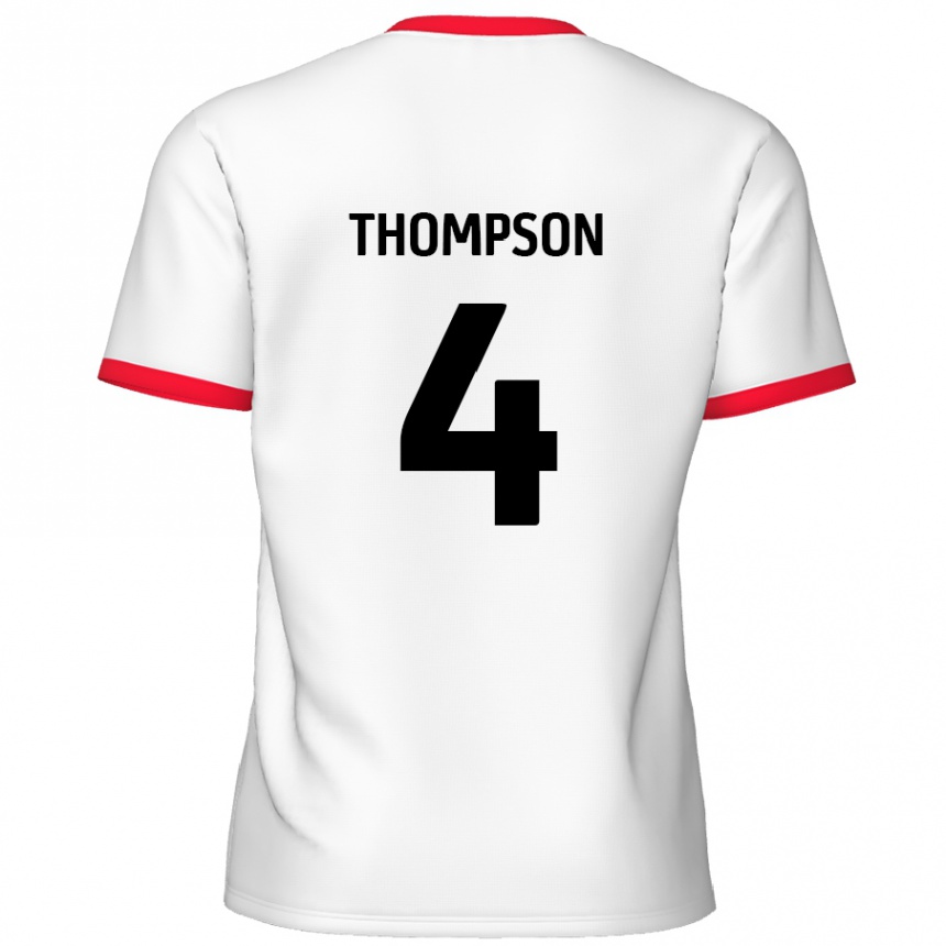 Kids Football Nathan Thompson #4 White Red Home Jersey 2024/25 T-Shirt Uk