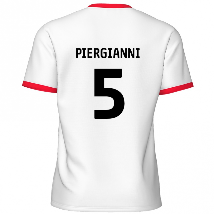 Kids Football Carl Piergianni #5 White Red Home Jersey 2024/25 T-Shirt Uk