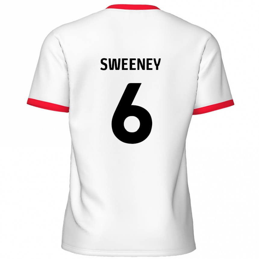 Kids Football Dan Sweeney #6 White Red Home Jersey 2024/25 T-Shirt Uk