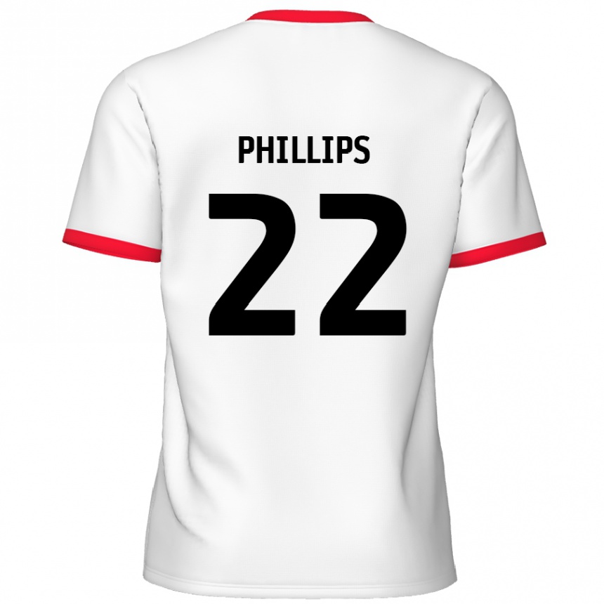 Kids Football Daniel Phillips #22 White Red Home Jersey 2024/25 T-Shirt Uk