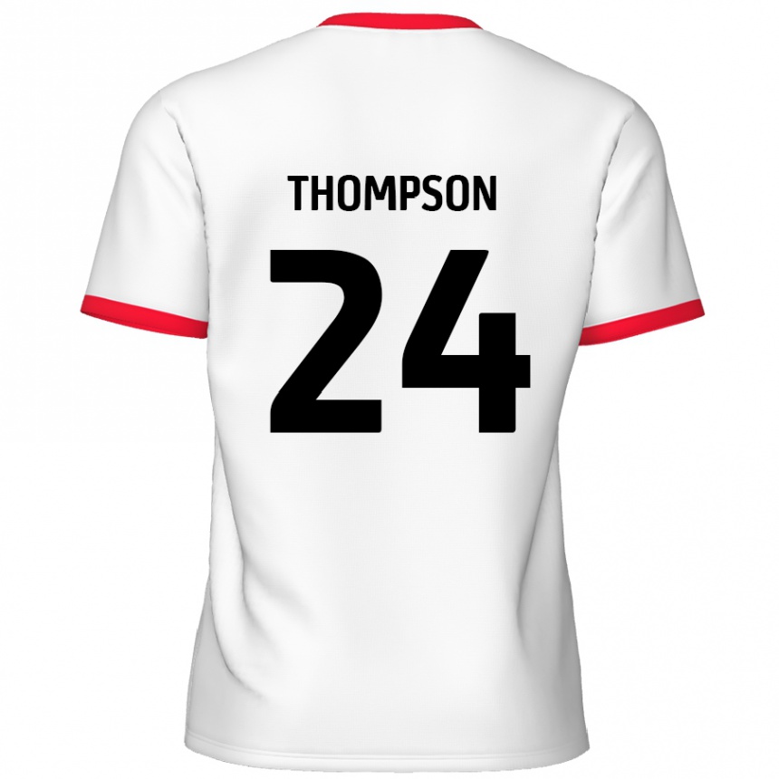 Kids Football Ben Thompson #24 White Red Home Jersey 2024/25 T-Shirt Uk