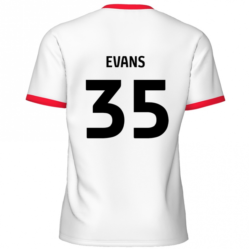 Kids Football Makise Evans #35 White Red Home Jersey 2024/25 T-Shirt Uk