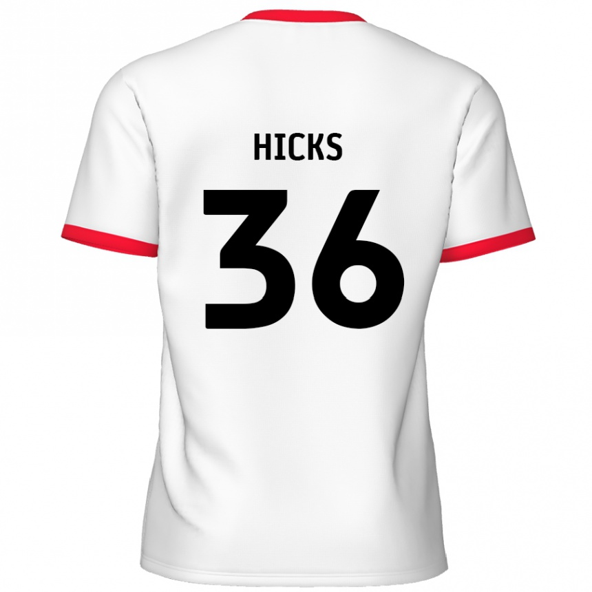 Kids Football David Hicks #36 White Red Home Jersey 2024/25 T-Shirt Uk