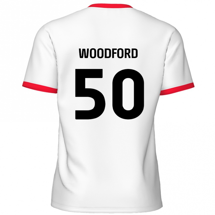 Kids Football Max Woodford #50 White Red Home Jersey 2024/25 T-Shirt Uk