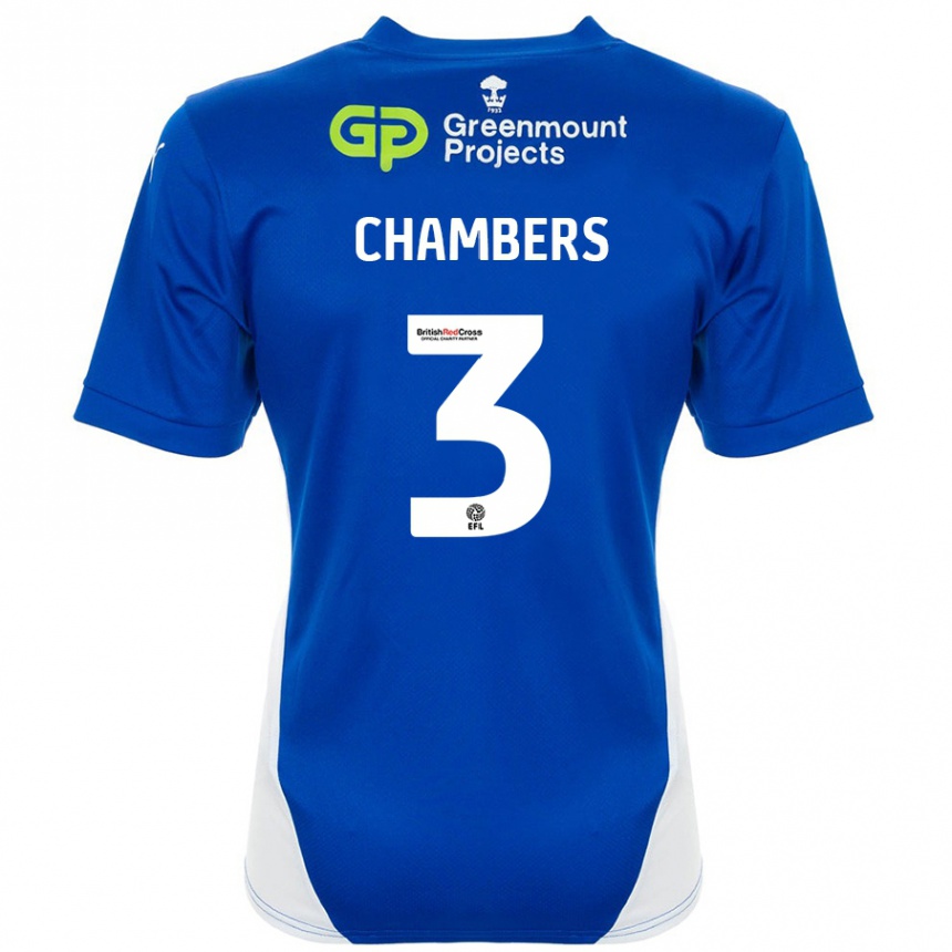 Kids Football Luke Chambers #3 Blue White Home Jersey 2024/25 T-Shirt Uk