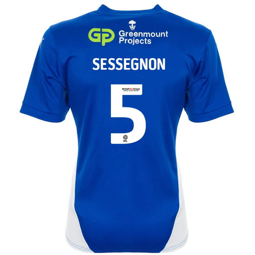 Kids Football Steven Sessegnon #5 Blue White Home Jersey 2024/25 T-Shirt Uk