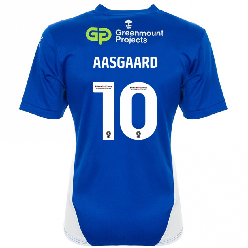 Kids Football Thelo Aasgaard #10 Blue White Home Jersey 2024/25 T-Shirt Uk