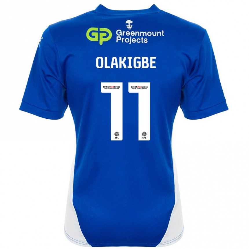 Kids Football Michael Olakigbe #11 Blue White Home Jersey 2024/25 T-Shirt Uk