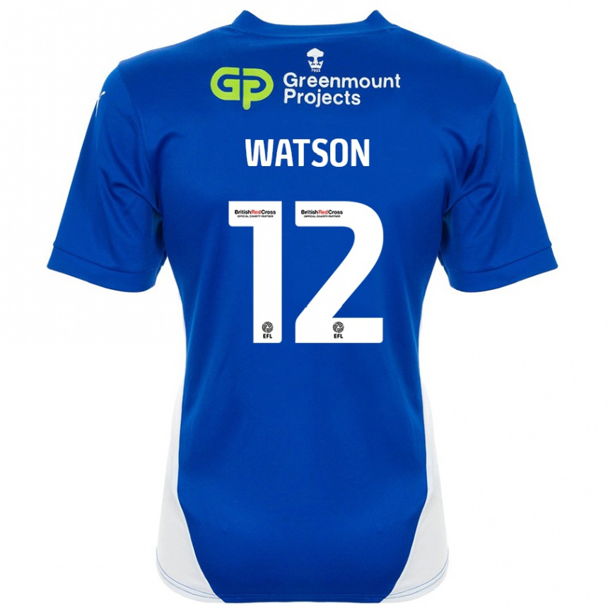 Kids Football Tom Watson #12 Blue White Home Jersey 2024/25 T-Shirt Uk