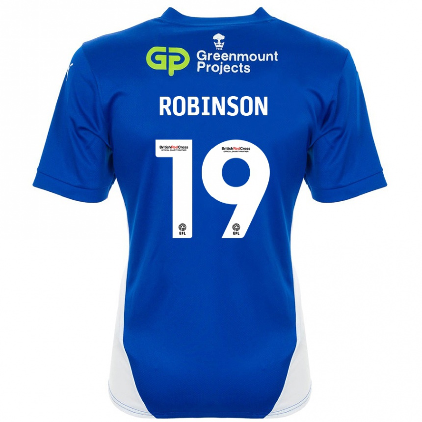 Kids Football Luke Robinson #19 Blue White Home Jersey 2024/25 T-Shirt Uk