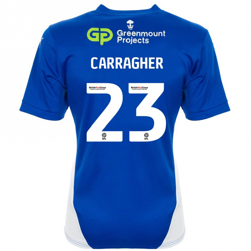 Kids Football James Carragher #23 Blue White Home Jersey 2024/25 T-Shirt Uk