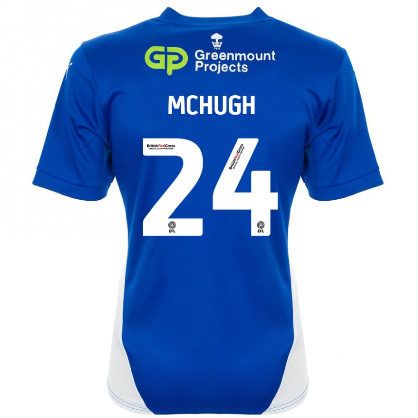 Kids Football Harry Mchugh #24 Blue White Home Jersey 2024/25 T-Shirt Uk