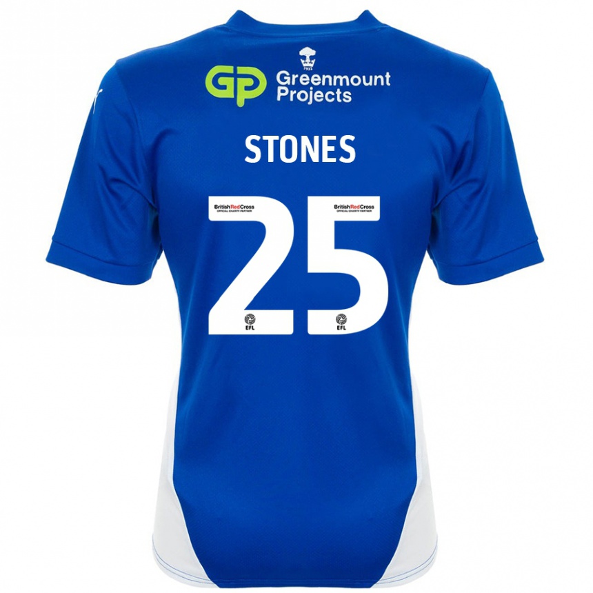 Kids Football Josh Stones #25 Blue White Home Jersey 2024/25 T-Shirt Uk