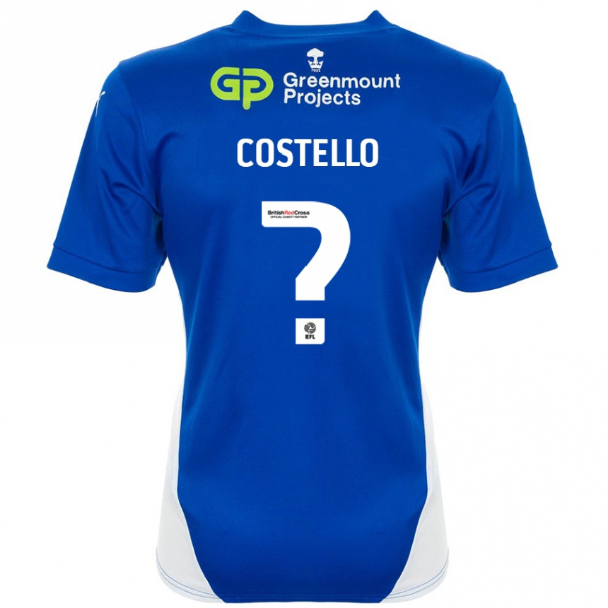 Kids Football Tom Costello #0 Blue White Home Jersey 2024/25 T-Shirt Uk