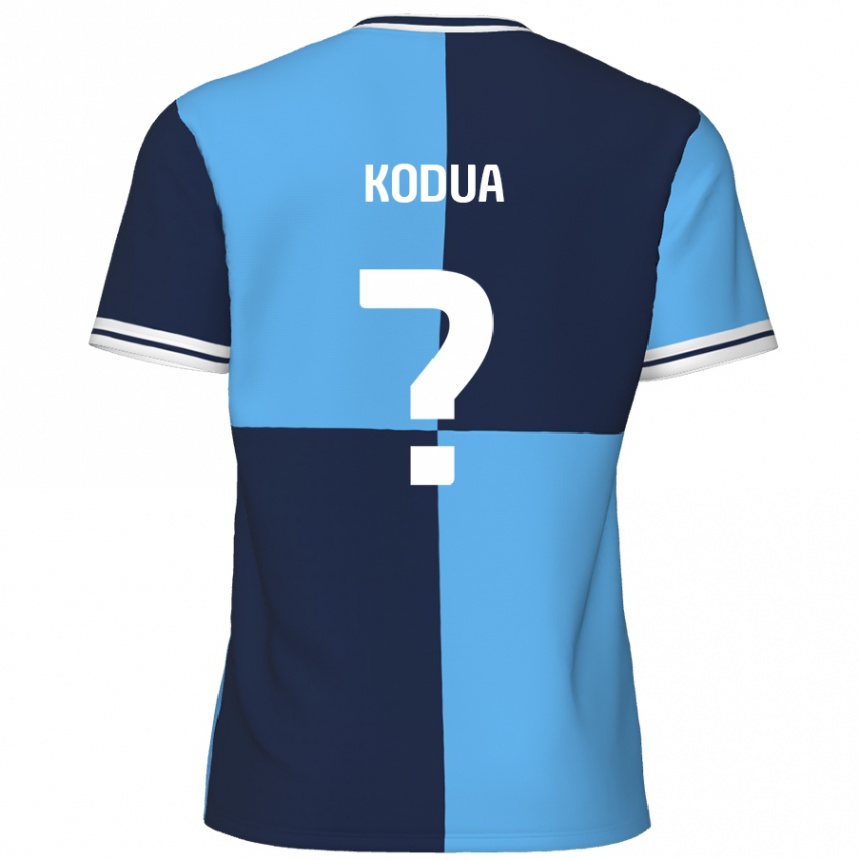 Kids Football Gideon Kodua #0 Sky Blue Dark Blue Home Jersey 2024/25 T-Shirt Uk