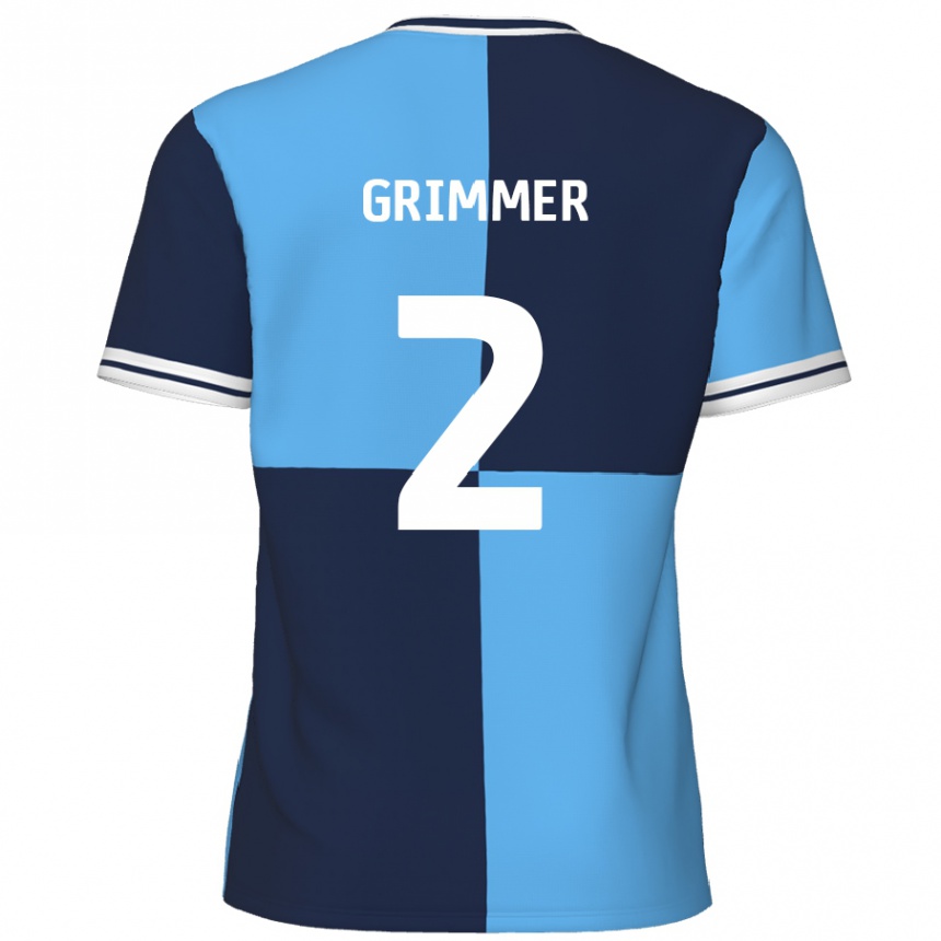 Kids Football Jack Grimmer #2 Sky Blue Dark Blue Home Jersey 2024/25 T-Shirt Uk