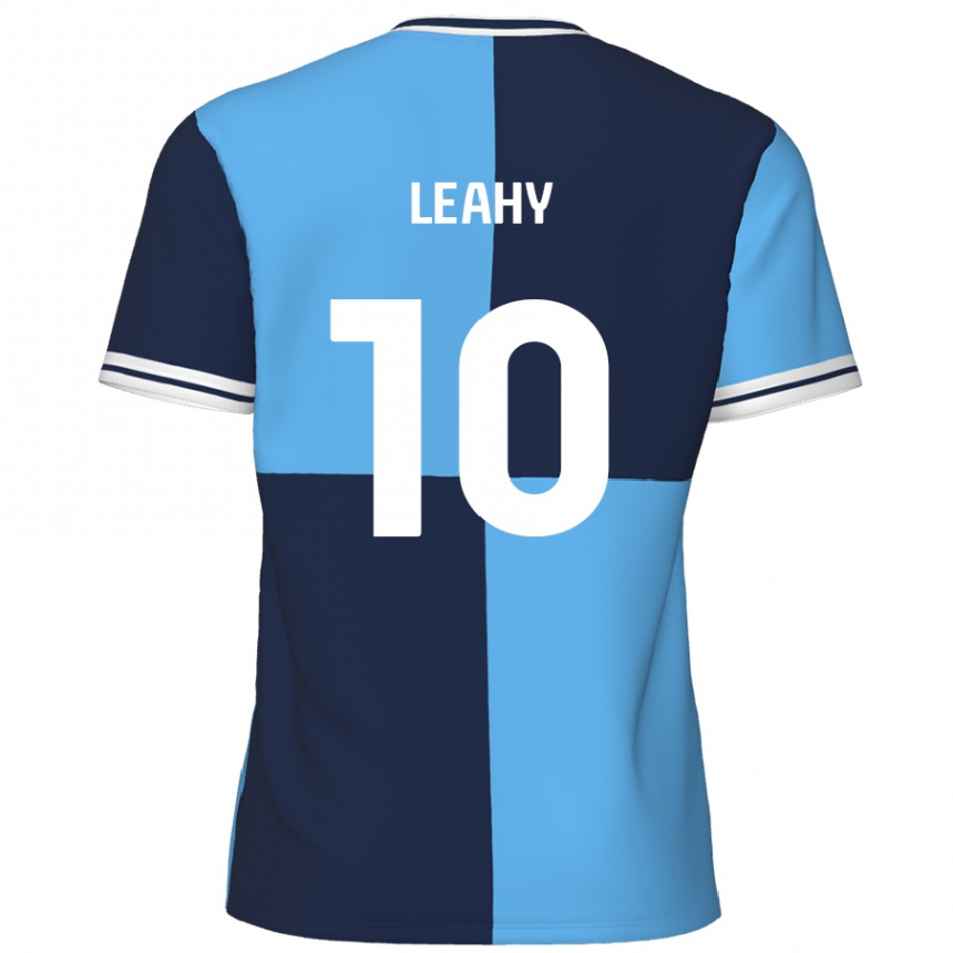 Kids Football Luke Leahy #10 Sky Blue Dark Blue Home Jersey 2024/25 T-Shirt Uk