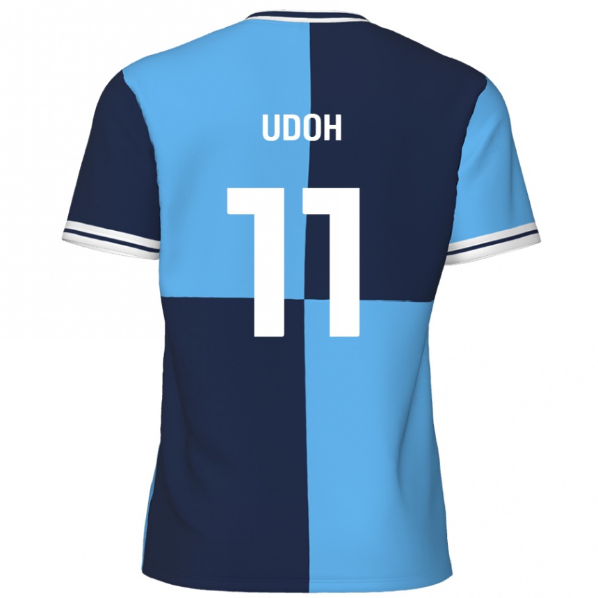 Kids Football Daniel Udoh #11 Sky Blue Dark Blue Home Jersey 2024/25 T-Shirt Uk