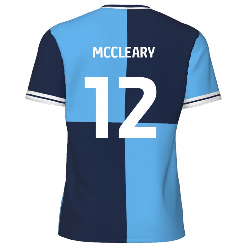 Kids Football Garath Mccleary #12 Sky Blue Dark Blue Home Jersey 2024/25 T-Shirt Uk