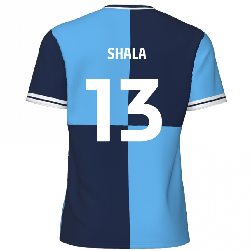 Kids Football Laurence Shala #13 Sky Blue Dark Blue Home Jersey 2024/25 T-Shirt Uk