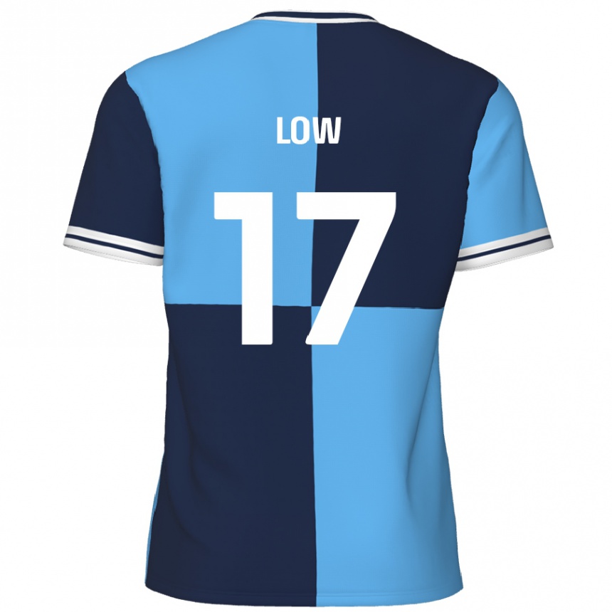 Kids Football Joe Low #17 Sky Blue Dark Blue Home Jersey 2024/25 T-Shirt Uk