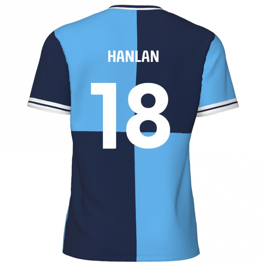 Kids Football Brandon Hanlan #18 Sky Blue Dark Blue Home Jersey 2024/25 T-Shirt Uk