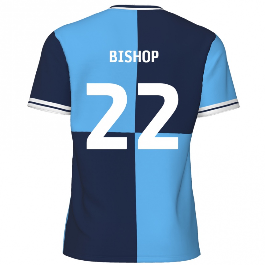 Kids Football Nathan Bishop #22 Sky Blue Dark Blue Home Jersey 2024/25 T-Shirt Uk