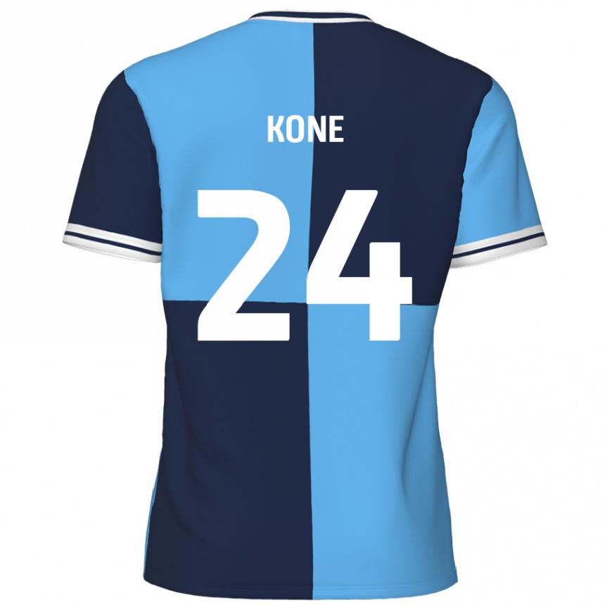 Kids Football Richard Kone #24 Sky Blue Dark Blue Home Jersey 2024/25 T-Shirt Uk