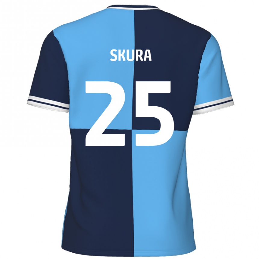 Kids Football Declan Skura #25 Sky Blue Dark Blue Home Jersey 2024/25 T-Shirt Uk