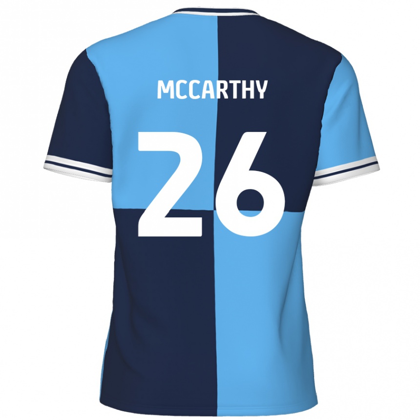 Kids Football Jason Mccarthy #26 Sky Blue Dark Blue Home Jersey 2024/25 T-Shirt Uk