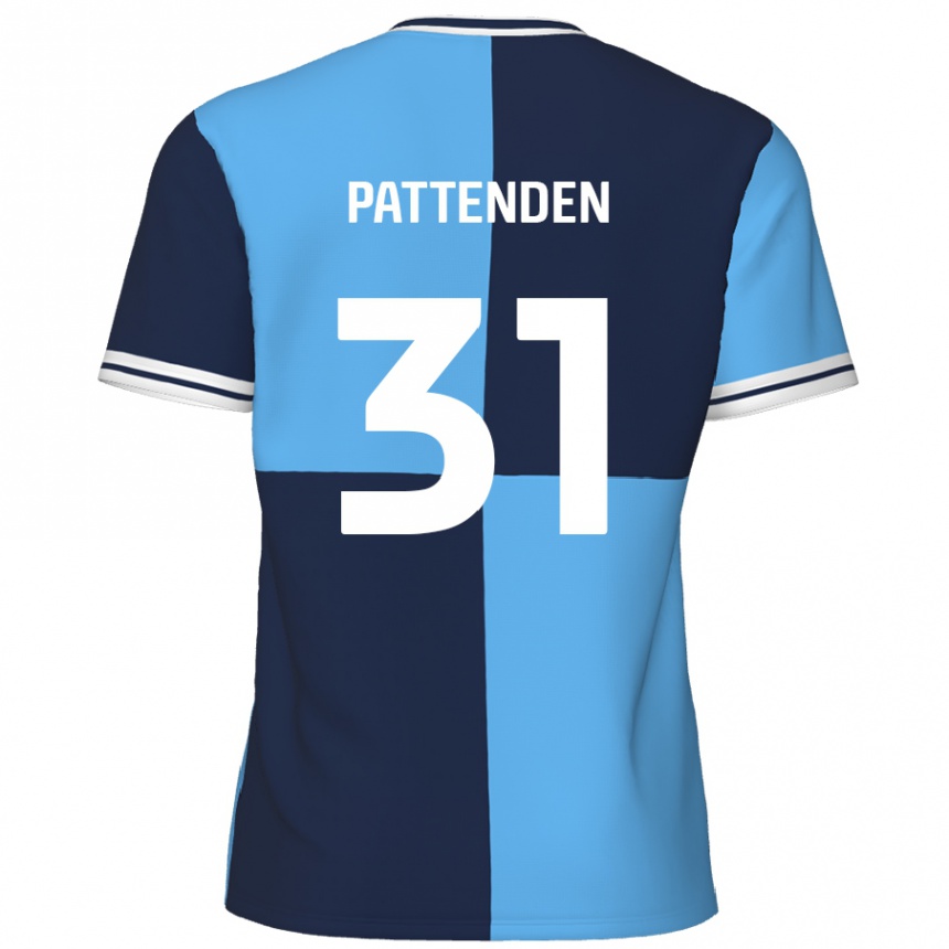 Kids Football Jasper Pattenden #31 Sky Blue Dark Blue Home Jersey 2024/25 T-Shirt Uk