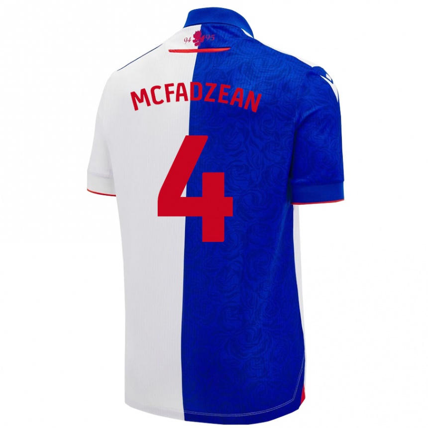 Kids Football Kyle Mcfadzean #4 Sky Blue White Home Jersey 2024/25 T-Shirt Uk