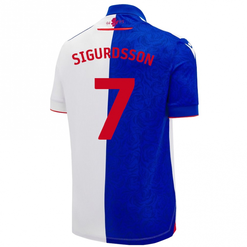 Kids Football Arnór Sigurdsson #7 Sky Blue White Home Jersey 2024/25 T-Shirt Uk