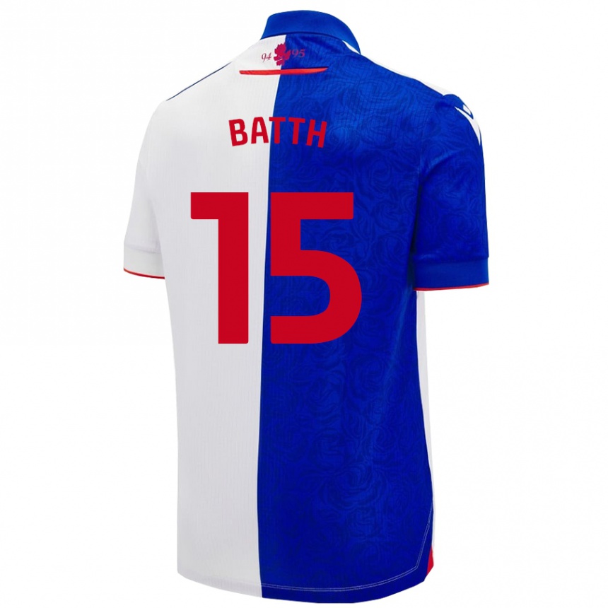 Kids Football Danny Batth #15 Sky Blue White Home Jersey 2024/25 T-Shirt Uk