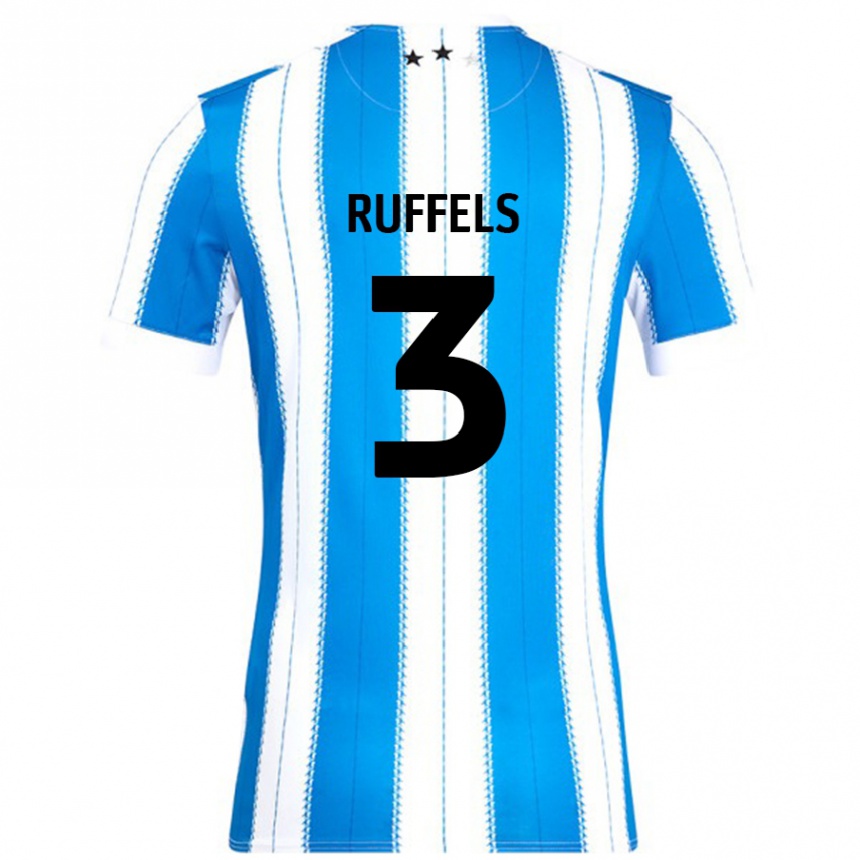 Kids Football Josh Ruffels #3 Blue White Home Jersey 2024/25 T-Shirt Uk