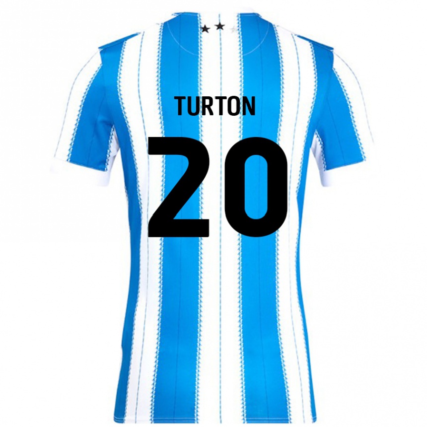 Kids Football Ollie Turton #20 Blue White Home Jersey 2024/25 T-Shirt Uk