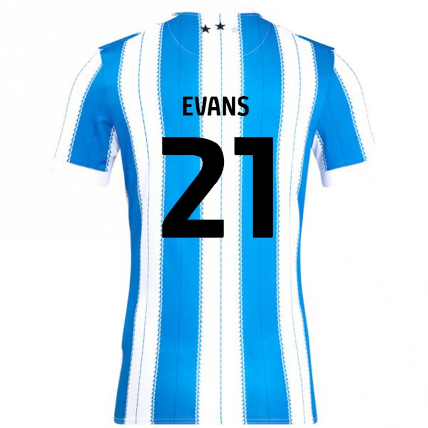 Kids Football Antony Evans #21 Blue White Home Jersey 2024/25 T-Shirt Uk