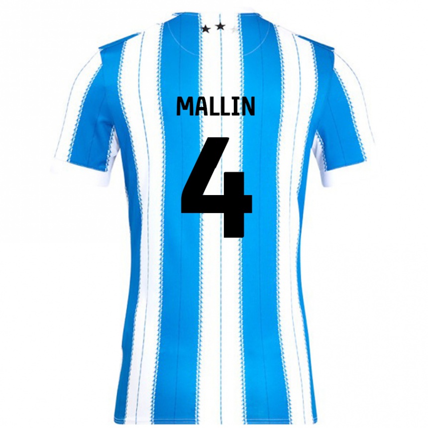 Kids Football Kate Mallin #4 Blue White Home Jersey 2024/25 T-Shirt Uk