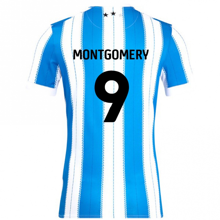 Kids Football Ria Montgomery #9 Blue White Home Jersey 2024/25 T-Shirt Uk