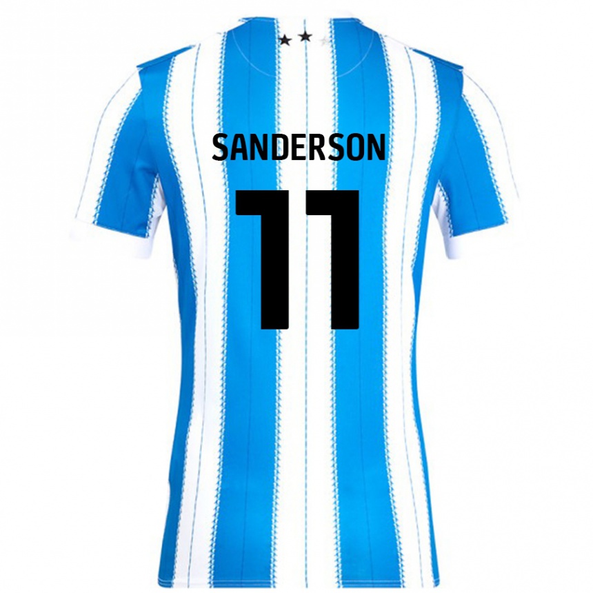 Kids Football Brittany Sanderson #11 Blue White Home Jersey 2024/25 T-Shirt Uk