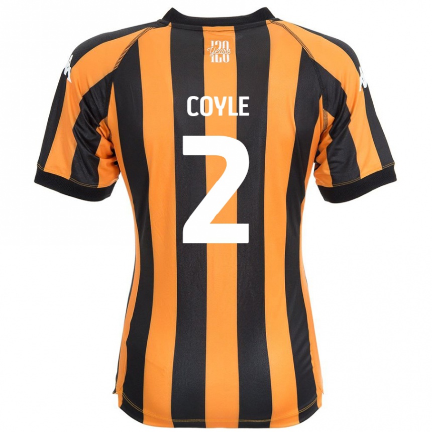 Kids Football Lewie Coyle #2 Black Amber Home Jersey 2024/25 T-Shirt Uk