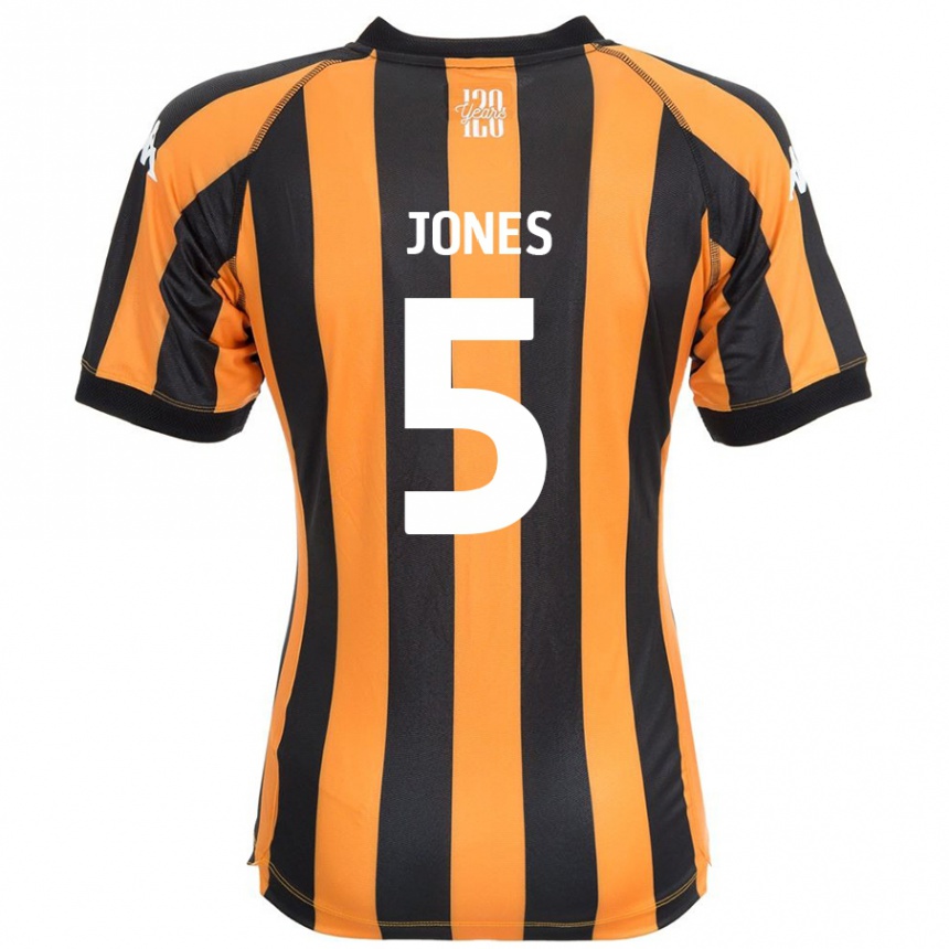 Kids Football Alfie Jones #5 Black Amber Home Jersey 2024/25 T-Shirt Uk