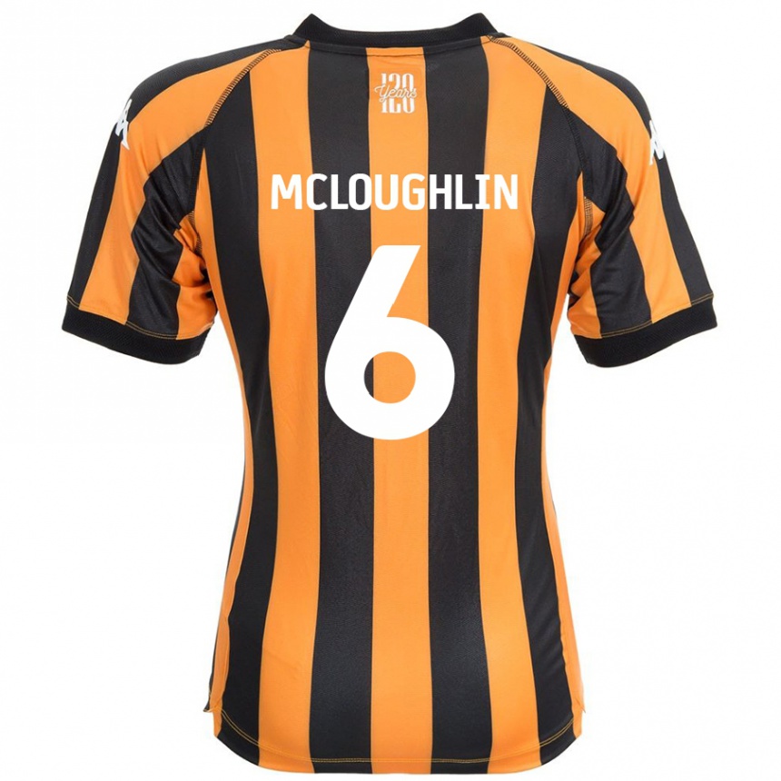 Kids Football Sean Mcloughlin #6 Black Amber Home Jersey 2024/25 T-Shirt Uk