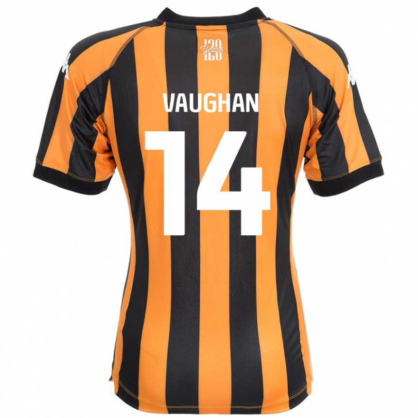 Kids Football Harry Vaughan #14 Black Amber Home Jersey 2024/25 T-Shirt Uk