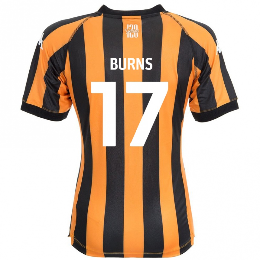 Kids Football Finley Burns #17 Black Amber Home Jersey 2024/25 T-Shirt Uk