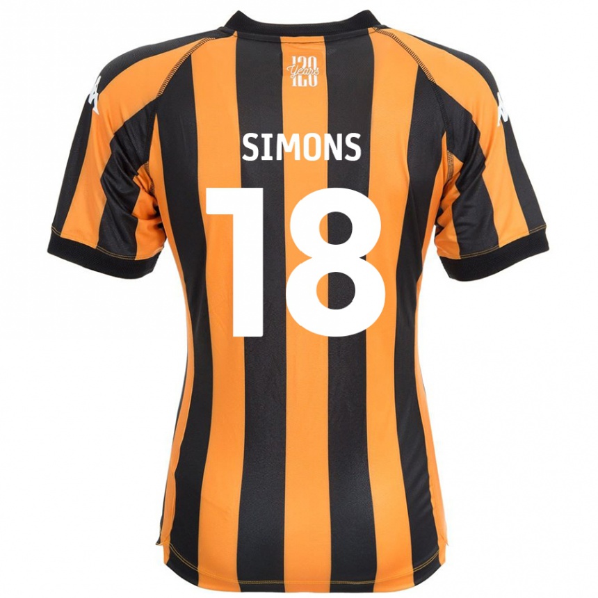 Kids Football Xavier Simons #18 Black Amber Home Jersey 2024/25 T-Shirt Uk