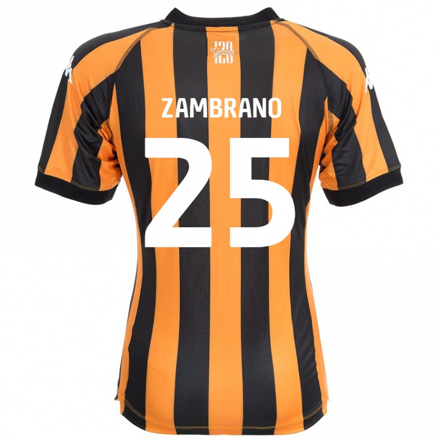 Kids Football Óscar Zambrano #25 Black Amber Home Jersey 2024/25 T-Shirt Uk