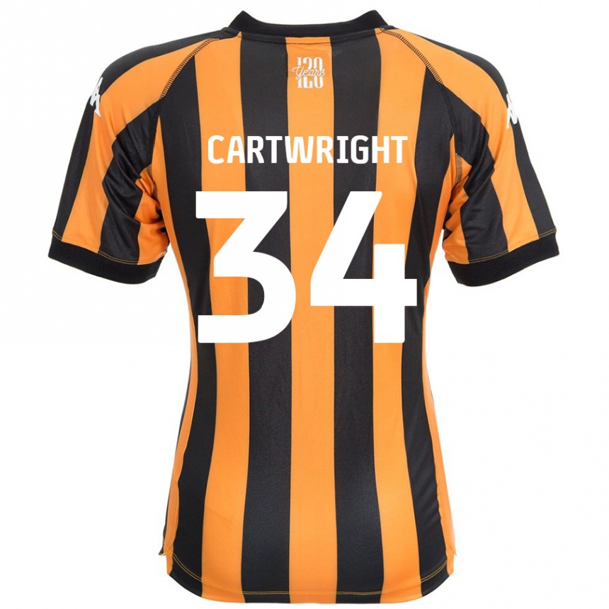 Kids Football Harvey Cartwright #34 Black Amber Home Jersey 2024/25 T-Shirt Uk