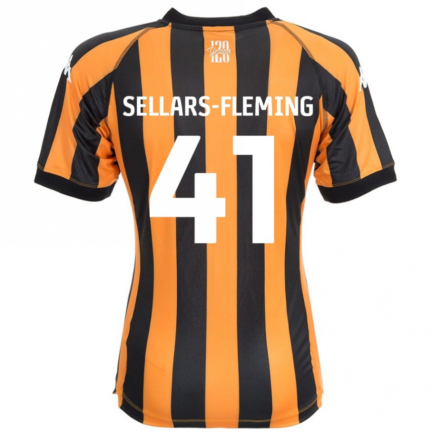 Kids Football Tyrell Sellars-Fleming #41 Black Amber Home Jersey 2024/25 T-Shirt Uk